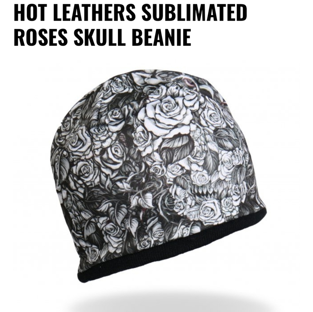 Hot Leathers Sublimated Roses Skull Beanie